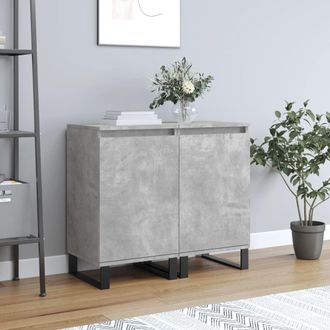 Berkfield Home Sideboards 2 pcs Concrete Grey 40x35x70 cm Engineered Wood in Black | Size: 40 x 35 x 70 cm