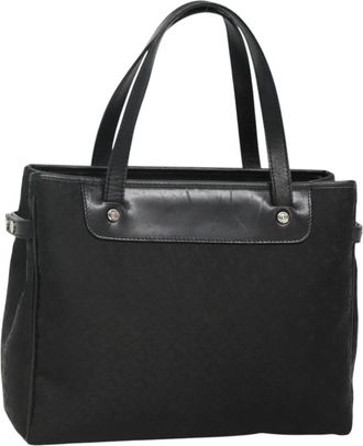 Celine Macadam Handbag Macadam With Leather Black Canvas Handbag (Pre-Owned)