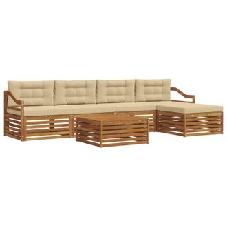 vidaXL Conjunto De Sof&aacute;s De Exterior Con Coj&iacute;n 6 Pcs Natural Y Beige Vidaxl