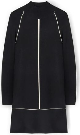 Motivi Gebreide jurk met contrasterende biezen - Dames - Jurken - Zwart - Maat: L Nylon