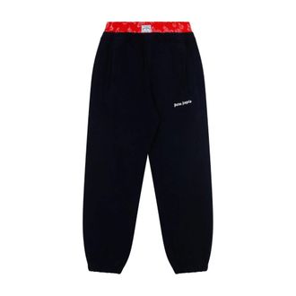 Palm Angels Navy Blue and Red Cotton Track Trousers - male - Palm Angels - Sweatpants - Blue - 12 Y - Kids