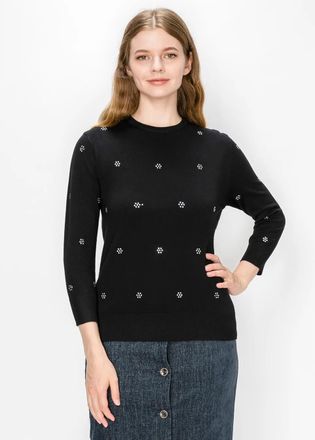 YAL New York Sparkle Dot Black Pullover Sweater