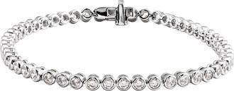 Diamond2Deal 14k White Gold 3 1/2 CTW Lab-Grown Diamond Bezel-Set Bracelet 7