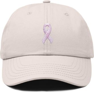 Dalix Pink Ribbon Dad Cap in Beige at Nordstrom
