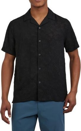 DKNY Jacquard Camp Shirt in Black at Nordstrom Rack, Size Medium