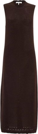 Frame Denim Chocoladebruine Gebreide Maxi Jurk - Dames - Kleedjes - Bruin - XS - Polyester - Kleedjes