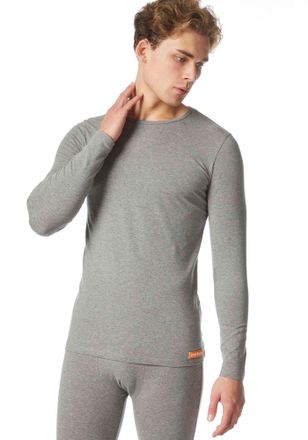 Bruno Banani Unterhemd BRUNO BANANI Warm Up, Herren, Gr. S, N-Gr, grau (graumelange), Obermaterial: 93% Baumwolle, 7% Elasthan, unifarben, eng, Rundhals, Unterhemd