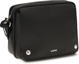 Loewe Mens Messenger Bag Pebble Calf Leather Black (bos Taurus) Shoulder