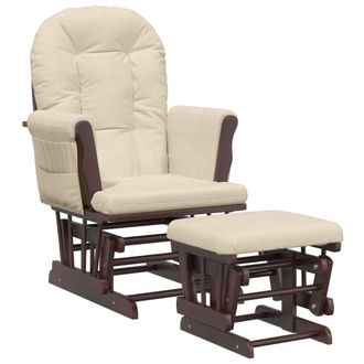 vidaXL Sill&oacute;n De Lactancia Con Taburete Tela Blanco Crema Vidaxl