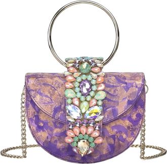 Alma En Pena Halve maan juweel tas - Dames - Handtassen - Paars - ONE Size - Leer - Tassen