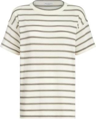 Brunello Cucinelli Sparkling stripe t-shirt in Panama at Nordstrom, Size Xx-Small Eu