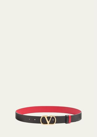 Valentino Garavani Reversible VLogo Signature Belt In Glossy Calfskin 30MM