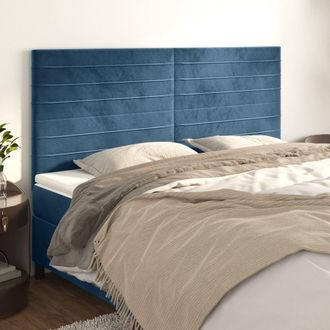 vidaXL Vidaxl - Cabeceros 4 Unidades De Terciopelo Azul Oscuro 90x5x78/88 Cm