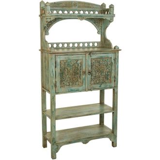 Wanderlust Deco Aparador De Madera Artesanal Azul 75x35x150 Cm