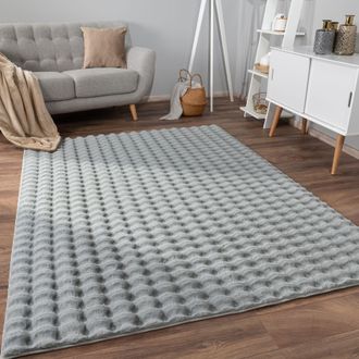 Paco Home Paco Home - Alfombra De Sala Con Pelo Corto, Estilo Escandinavo Abstracto Japandi Boho, Con Efecto 3d, Uni Crema 200x280 Cm, Gris 3