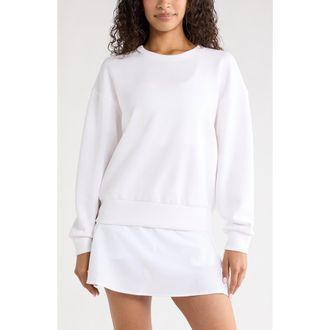 Zella Soft Luxe Boxy Crew Sweatshirt in White Stone at Nordstrom, Size Xx-Large