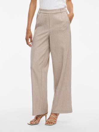 Vila Anzughose VILA VIVARONE HW WIDE PANT - NOOS, Damen, Gr. 34, N-Gr, natural melange, Milano Rib, Obermaterial: 66% Polyester, 28% Viskose, 6% Elasthan, 