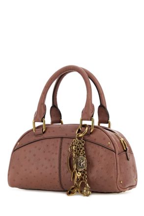 Chlo&eacute; Womens Antiqued Pink Leather Bowling Handbag Nougat Borse A Mano