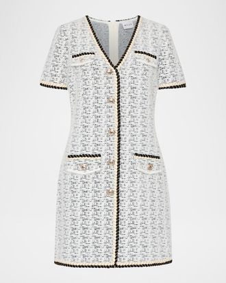 Milly Braided V-Neck Knit Mini Dress