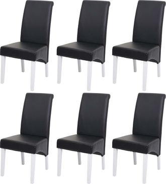 Hhg Hhg - Nunca Usado] Lote De 6 Sillas De Comedor Silla De Cocina Silla M37, Cuero, Negro, Patas Blancas