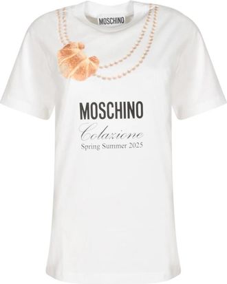 Moschino Breakfast T-shirt - Dames - T-shirts - Wit - 2XS - Katoen - Tops