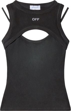 Off-white cut-out ribbed tank top - women - Spandex/Elastane/Cotton - L - Grey
