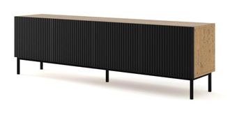 AKL FURNITURE Mueble para TV efecto madera Crema y Negro LED