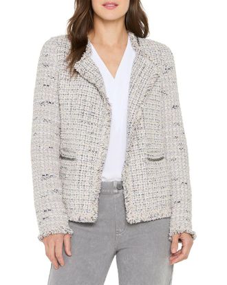 Nic+Zoe NIC+ZOE Chain Trim Fringe Mix Knit Jacket