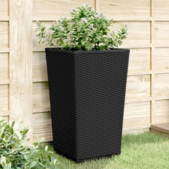 vidaXL Jardineras 2 Unidades Pp Negro 32,5x32,5x57 Cm Vidaxl