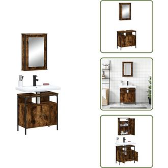 vidaXL Arredamento da bagno - vidaXL Set Mobili da Bagno 2 pz Rovere Fumo in Legno Multistrato - Armadio da bagno