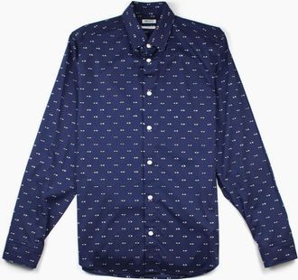 Kenzo Mens Kenzo Eye Print Long Sleeve Shirt Navy - Size: 38/Regular