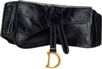Dior Pre-owned Belt Bags, female, Black, Size: ONE SIZE Pre-owned Wide Leather Belt