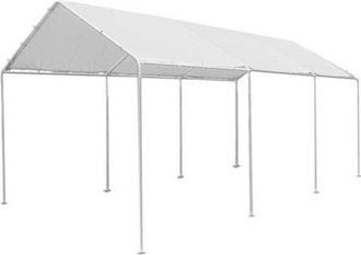 Made in Italy Gazebo De Exterior Con Cobertura Para Coche, Garaje De Estacionamiento Blanco, 3x6 M