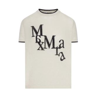 Max Mara Round-neck Knitwear, female, White, Size: XS Crew Neck T-shirt