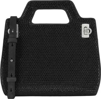 Ferragamo Womens Wanda Mini Stain And Strass Top-Handle Bag In Black