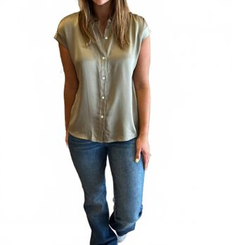 Rails Palmer Dolman Sleeve Button-Down Mermaid Top In Green