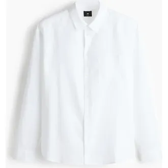H&M Relaxed Fit Linen-blend Shirt in White at Nordstrom, Size Xx-Large