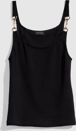 Gucci Viscose Cr&ecirc;pe Jersey Top With Horsebit, Black, Ready-to-wear