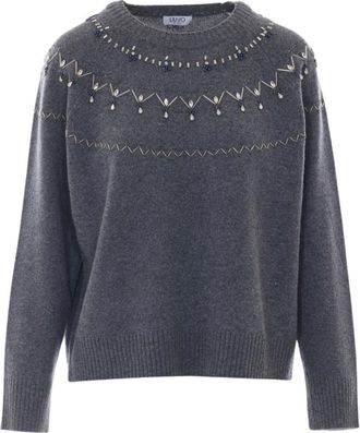 Liu Jo Wf 6371 Ms 009 L9527 - Dames - Ronde hals truien - Grijs - S - Truien & Vesten