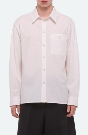Helmut Lang Relaxed Solid Cotton Button-Up Shirt in White at Nordstrom, Size X-Large