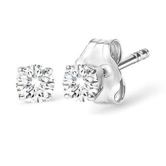 House of Brilliance 14K Gold 1/2 Cttw Round Lab Grown Diamond Solitaire Stud Earrings in White at Nordstrom