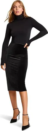 Commando Velvet Midi Skirt Womens Skirt Black : LG (12-14), Elastane/Polyester