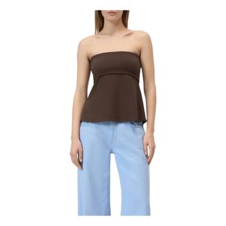 Closed Closed, Sleeveless Tops, female, Brown, Size: XS Peplum Top