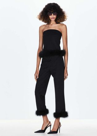 Mango Pantaloni vita alta piume nero - Donna - XXS - MANGO