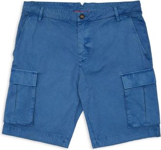 Gallo Gallo, Korte Broeken, Heren, Blauw, L, Katoen, Blauwe heren kleding geverfde katoenen cargo bermuda met effen kleur