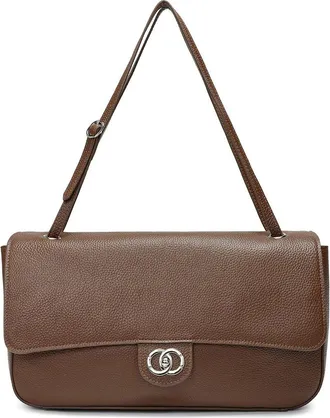 Tiffany & Fred Premium Pebbled Leather Turnlock Shoulder Bag