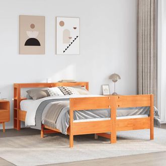Berkfield Home Bed Frame without Mattress Wax Brown 120x190 cm Small Double Solid Wood Pine