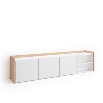 Skraut Home Mueble tv efecto madera blanco y roble 207x35x50cm con Led