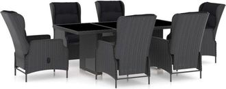 vidaXL Set Comedor Jard&iacute;n 7 Pzas Cojines Rat&aacute;n Sint&eacute;tico Gris Oscuro Vidaxl