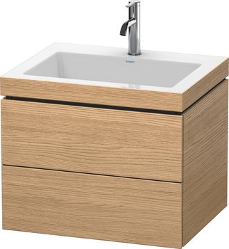 Duravit Lavabo Para Muebles Duravit L-cube C-bonded Con Base, Colgante, 60x48 Cm, 2 Cajones, Sin Rebosadero, 1 Agujero Para Grifo, Color: Decoraci&oacute;n Roble Eur